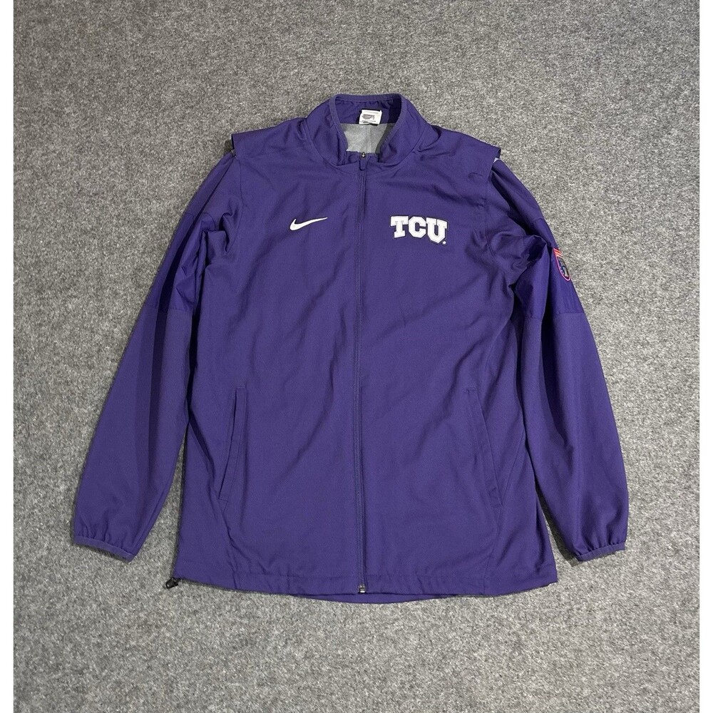 TCU Horned Frogs Nike Jacket Size Medium Full Zip Windbreaker Purple